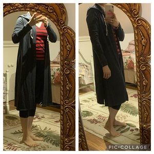 Long hooded knit shirt coat jacket duster size small